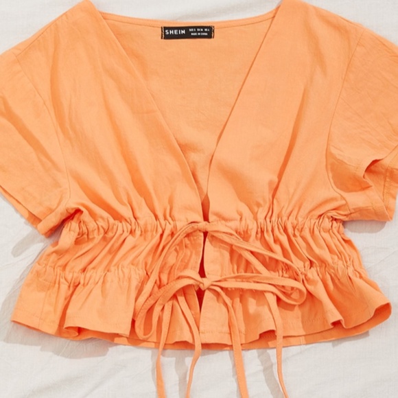 Drawstring Front Top - Orange - Picture 2 of 2